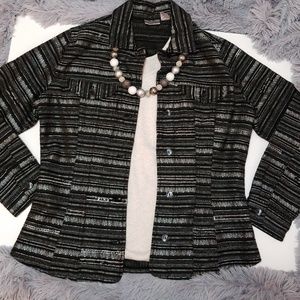 Chico's Silver & Black Sequin Jacket